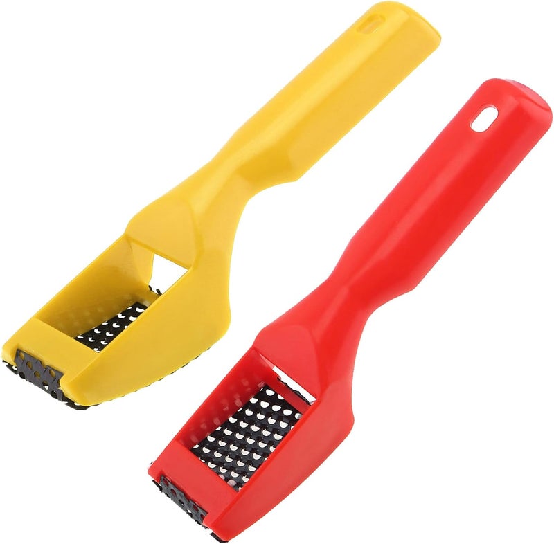 Omninmo 2pcs Surform Shaver Handy Hand Filing Razor Hand Tools Second-Cut Tooth Mill File Hand Plane Mini File Hand File, Red & Yellow - Image 1